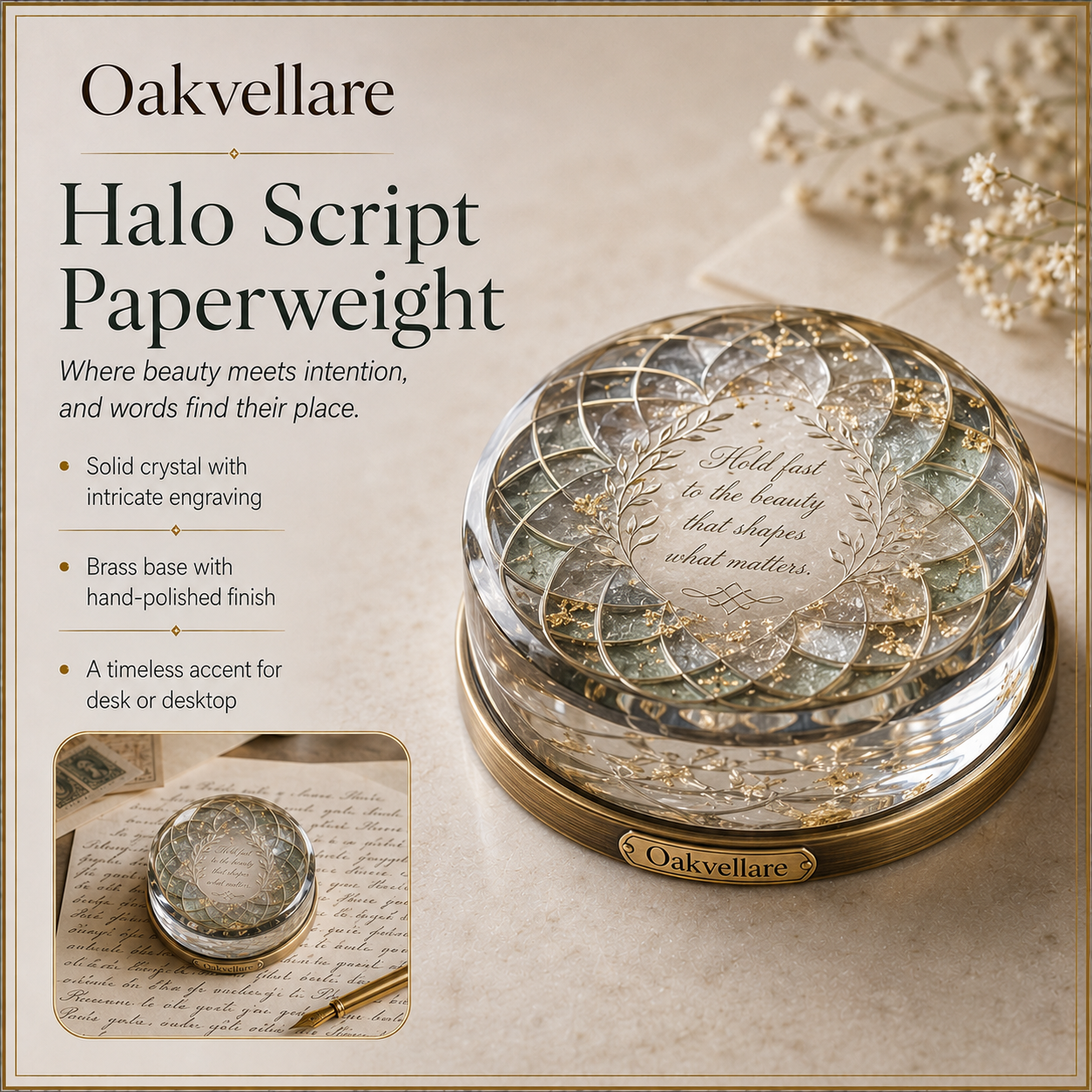 Oakvellare™ Halo Script Paperweight