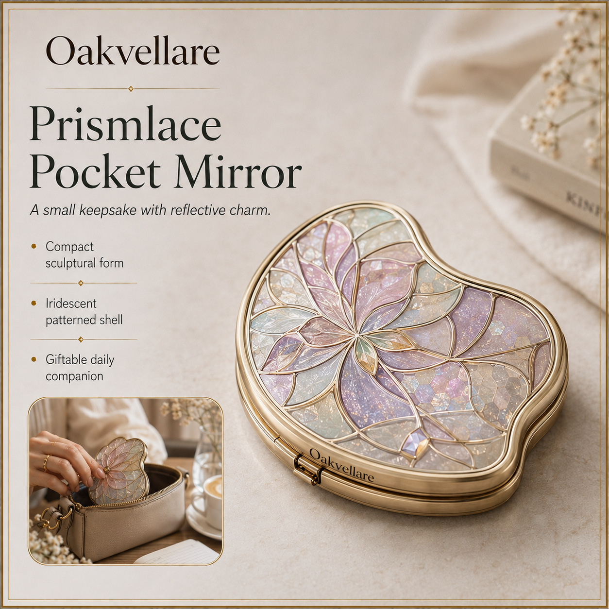 Oakvellare™ Prismlace Floral Pocket Mirror