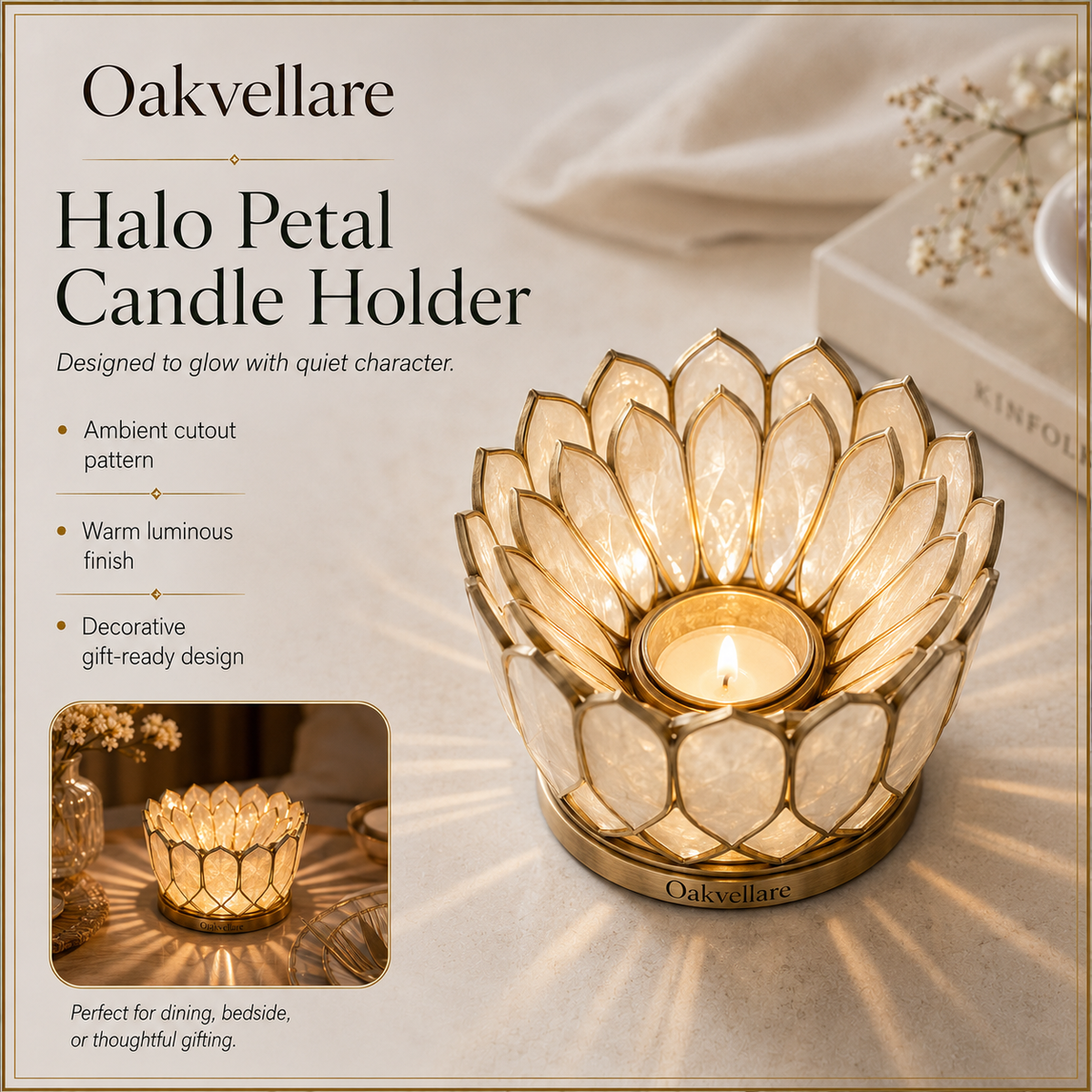 Oakvellare™ Halo Petal Luminous Candle Holder